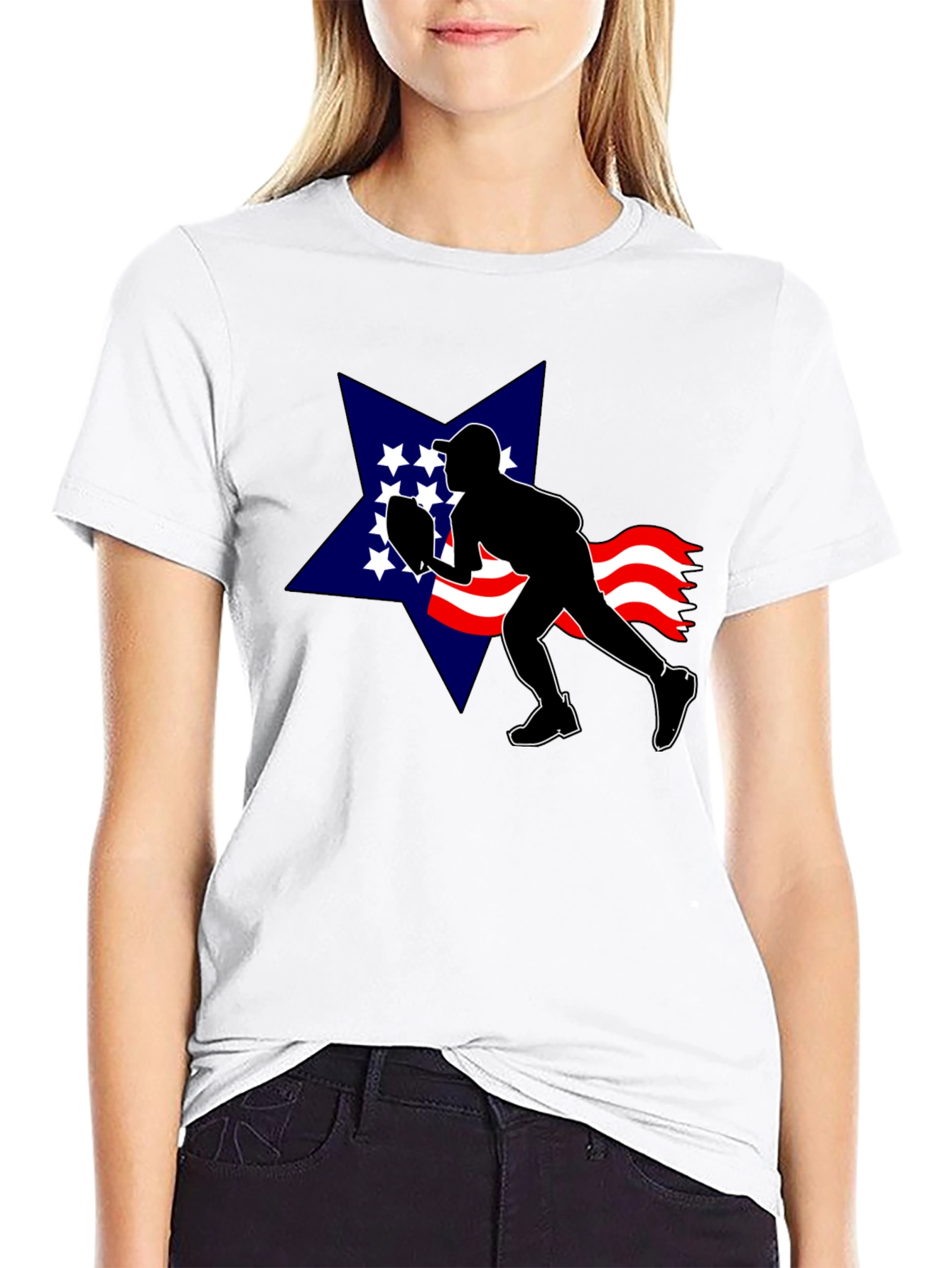 Patriotic Football T-Shirt: USA Star Silhouette