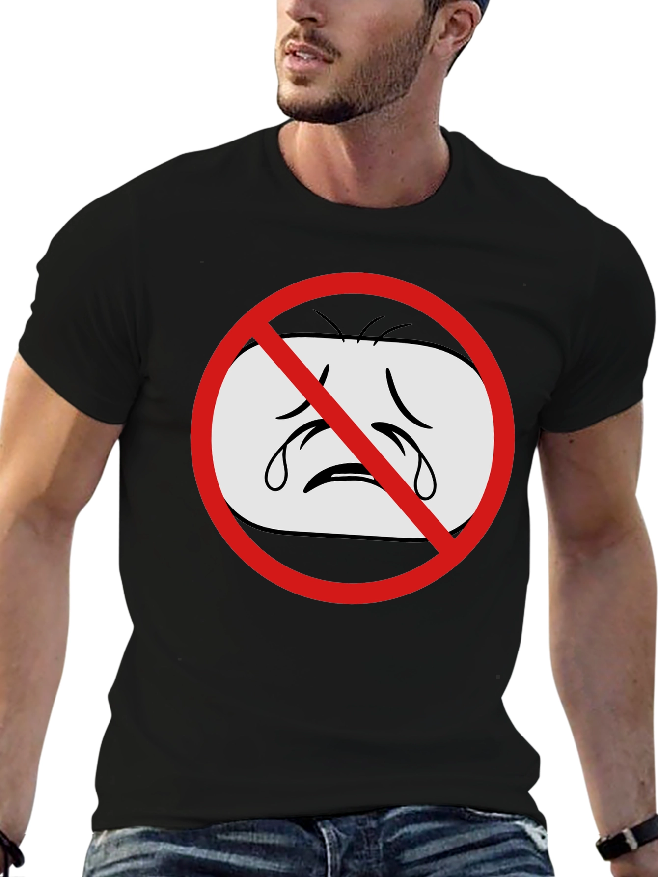 No Crying Graphic T-Shirt - Black Cotton Tee