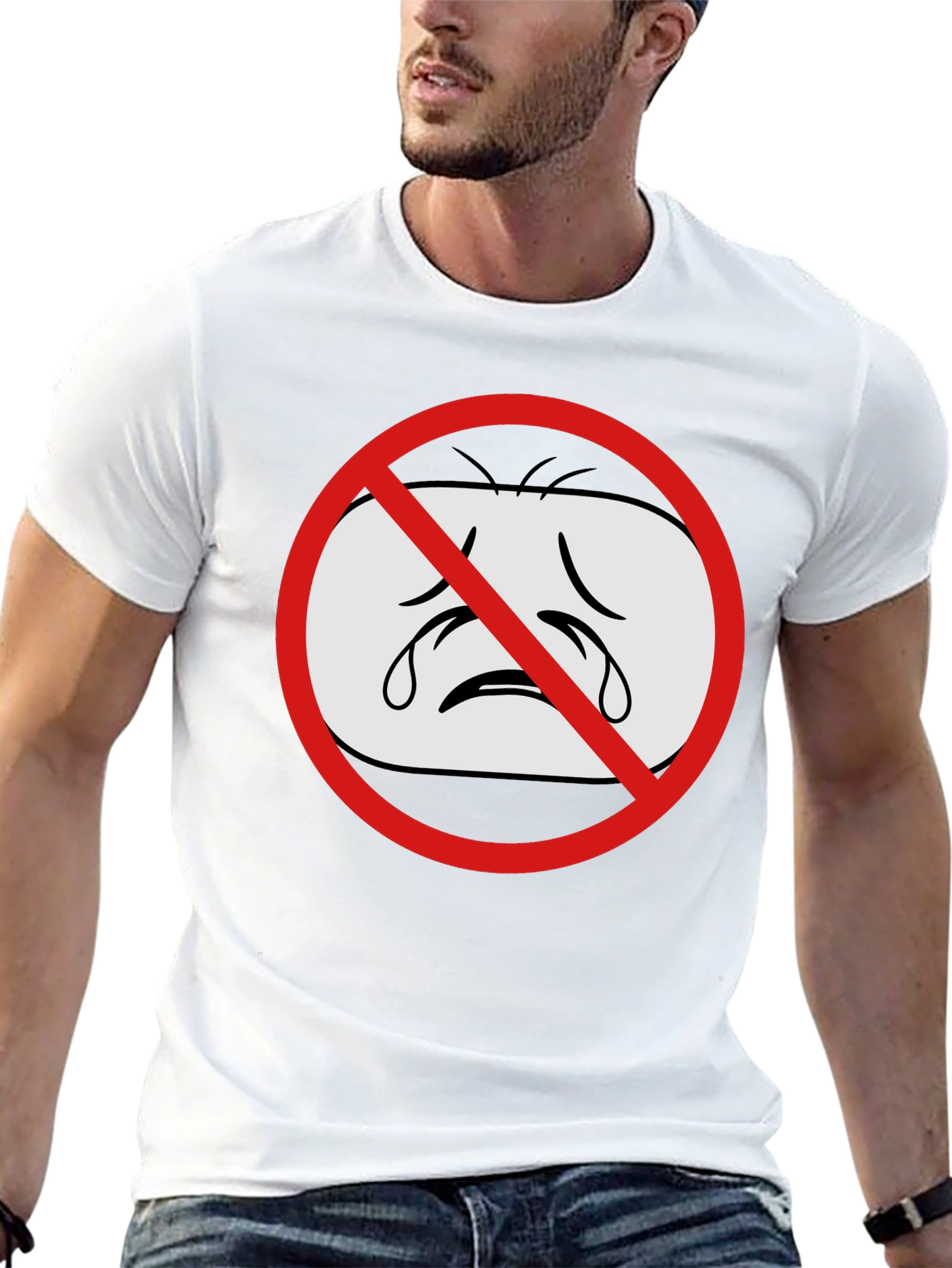 No Crying Graphic T-Shirt - Black Cotton Tee