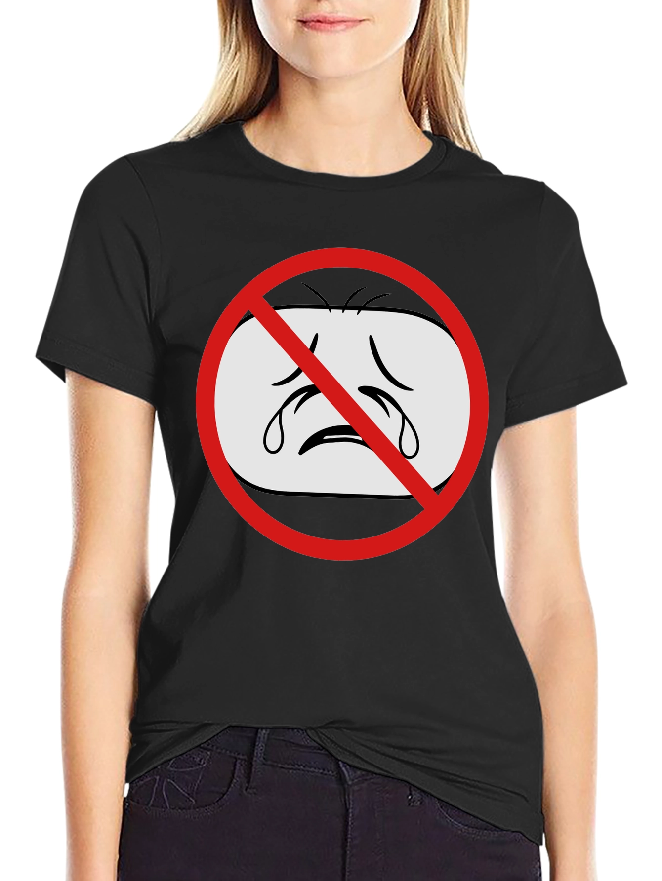 No Crying Graphic T-Shirt - Black Cotton Tee