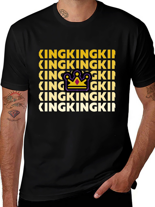 King Graphic Print Crew Neck Tee - Black