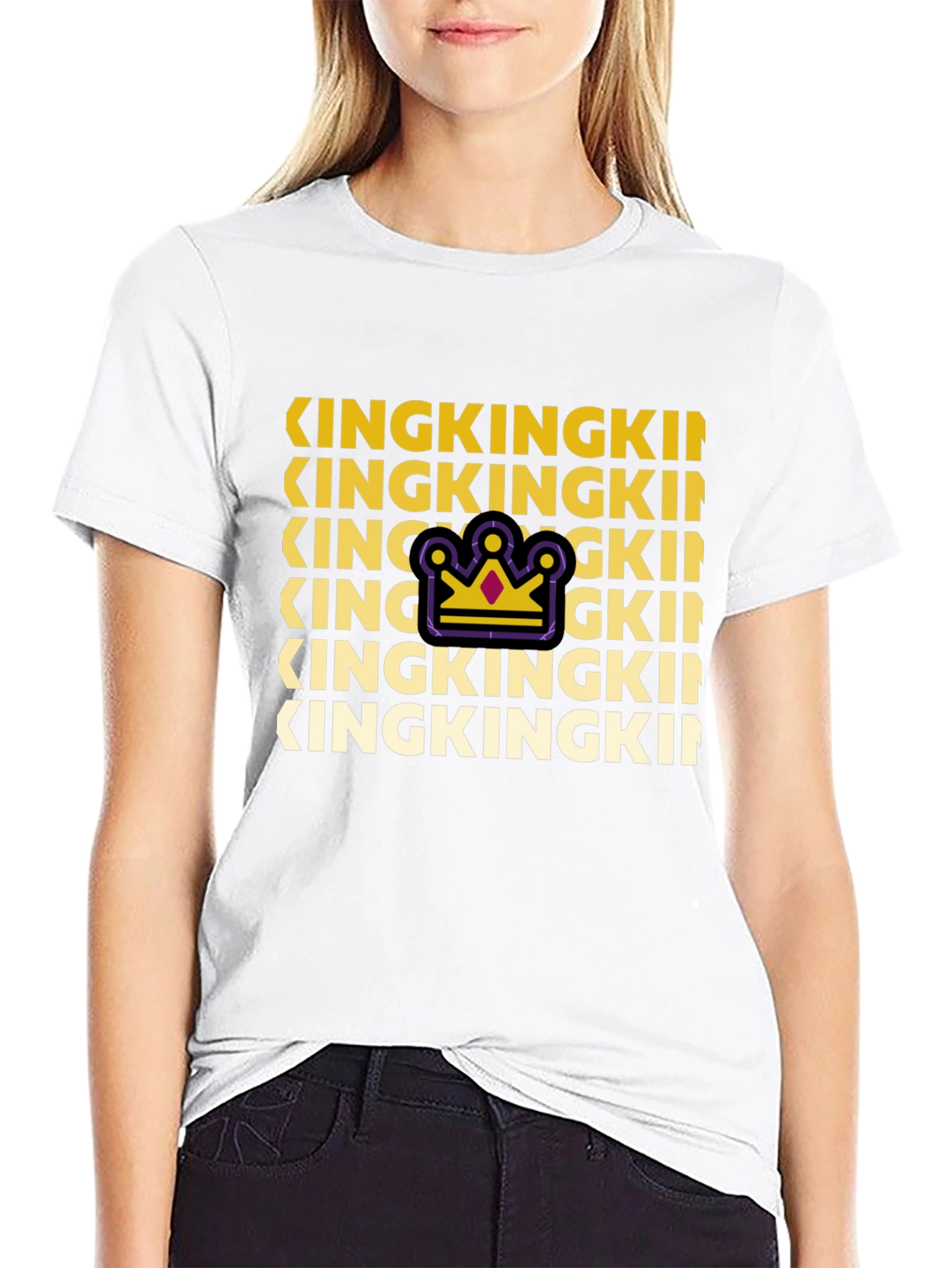 King Graphic Print Crew Neck Tee - Black