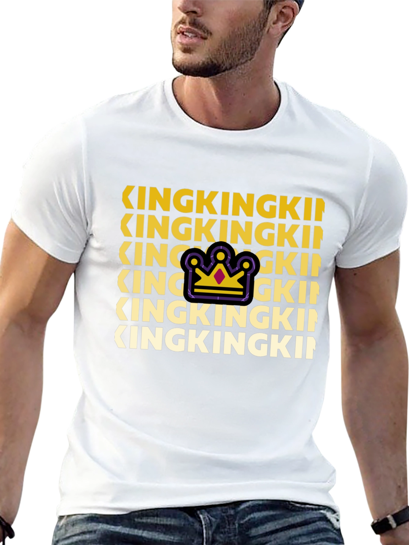 King Graphic Print Crew Neck Tee - Black