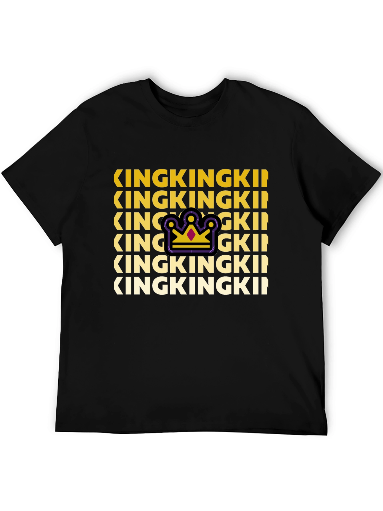 King Graphic Print Crew Neck Tee - Black