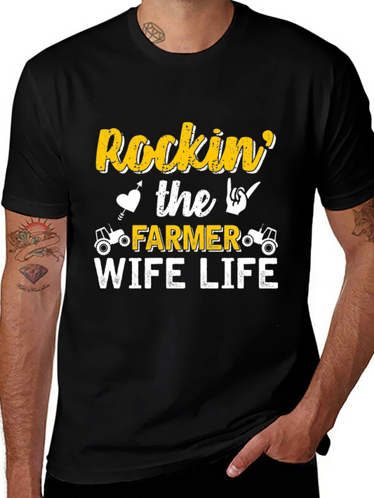 Rockin Farmer Wife Life Black T-Shirt