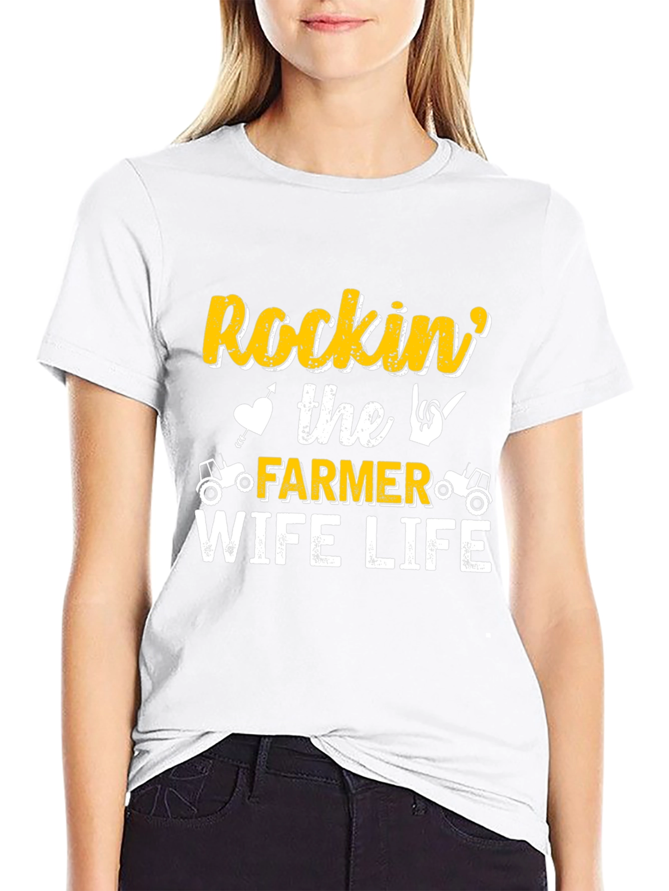 Rockin Farmer Wife Life Black T-Shirt