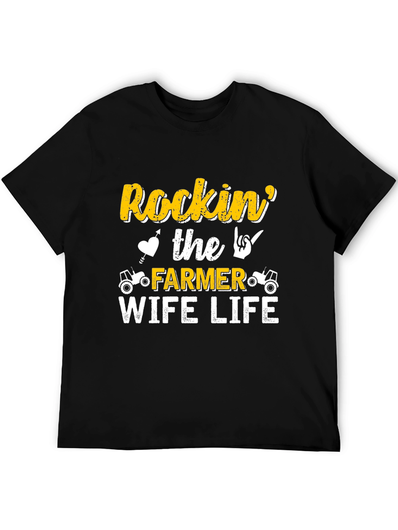 Rockin Farmer Wife Life Black T-Shirt