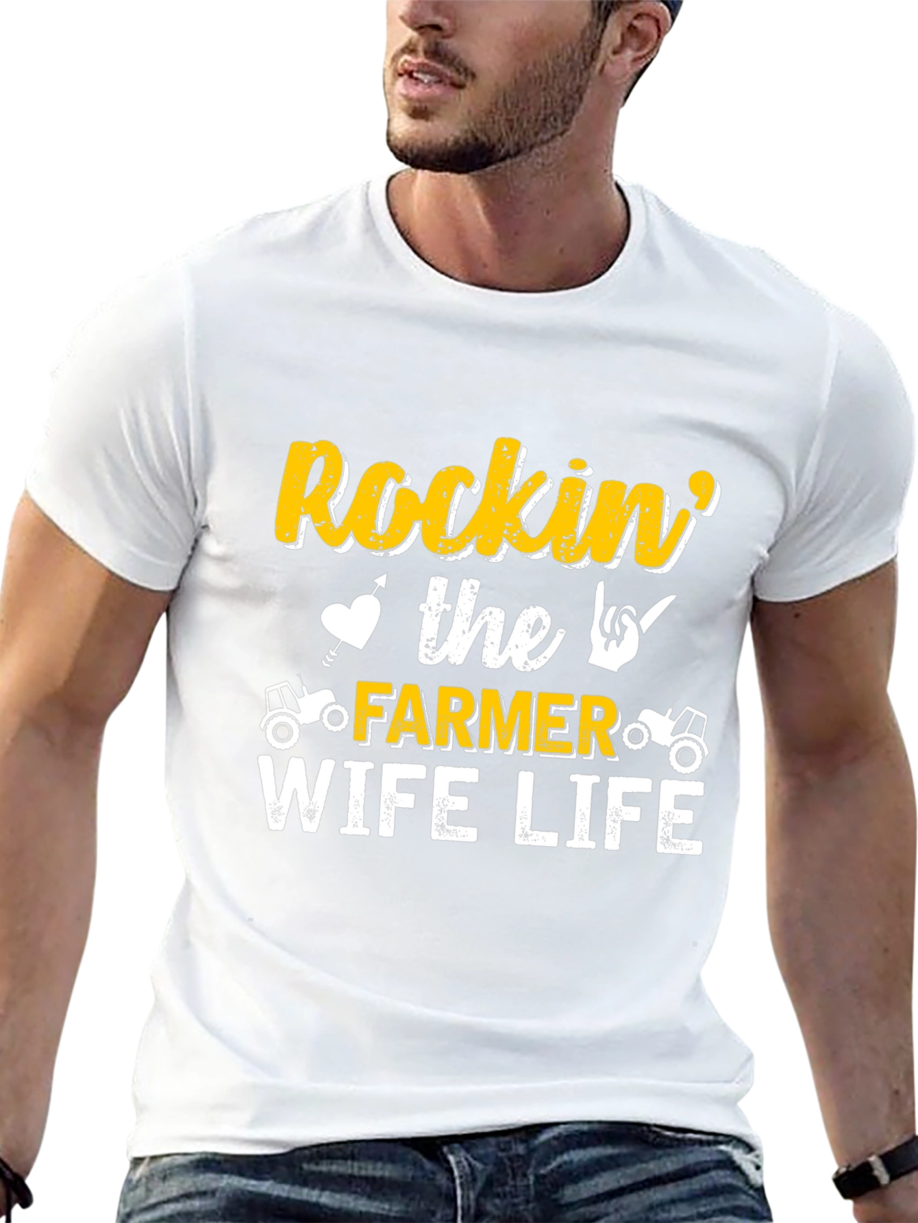 Rockin Farmer Wife Life Black T-Shirt