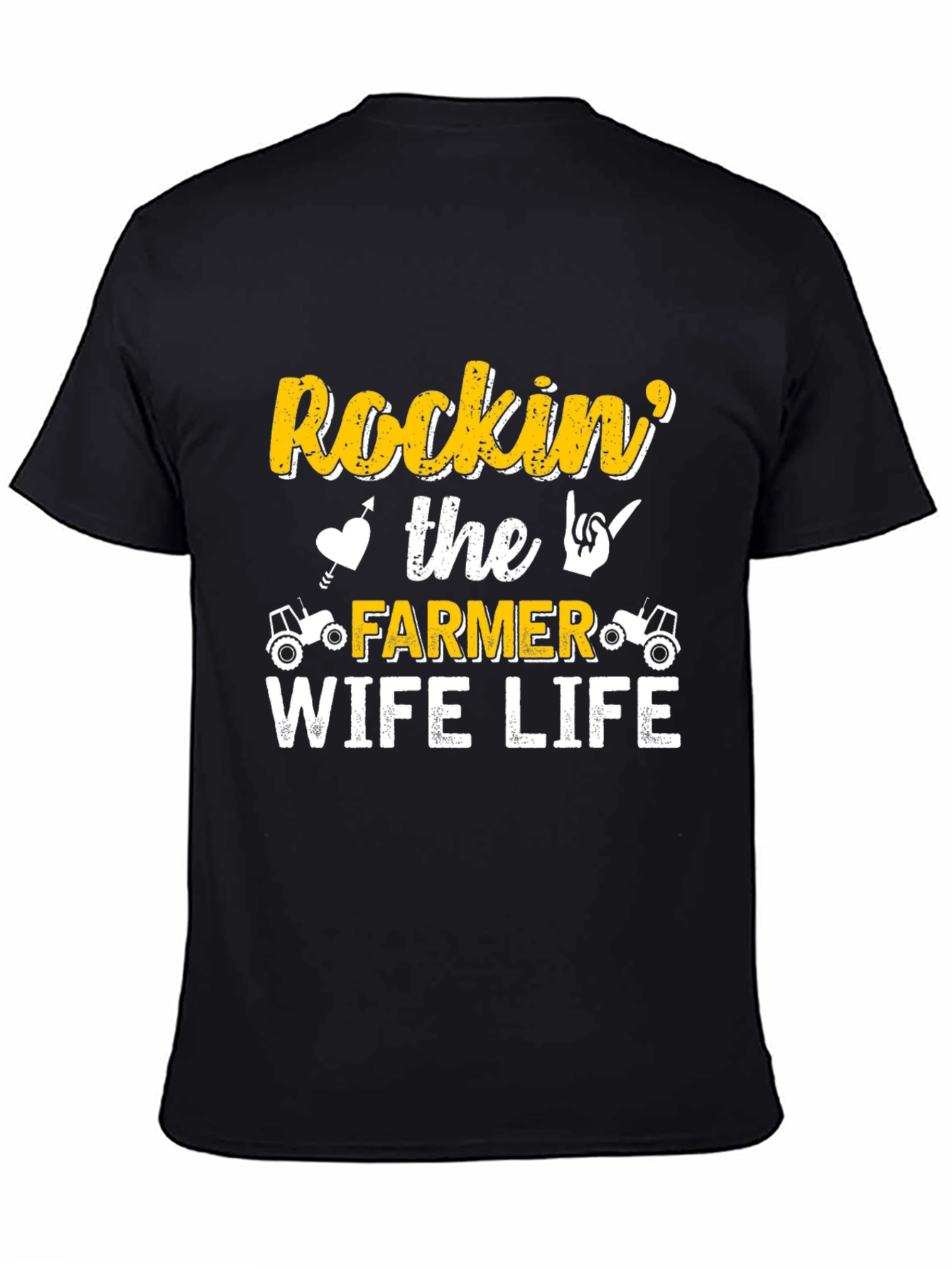 Rockin Farmer Wife Life Black T-Shirt