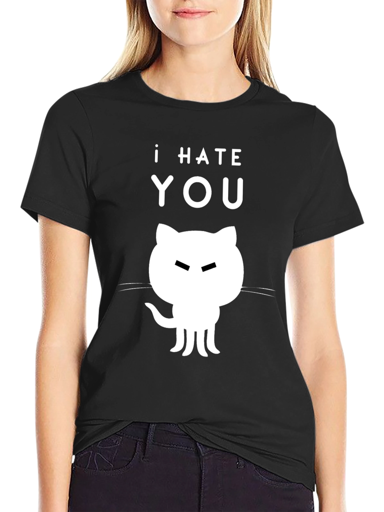 I Hate You Cat T-Shirt - Sarcastic Black Tee