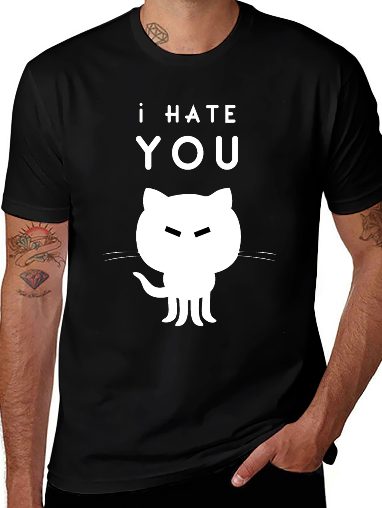 I Hate You Cat T-Shirt - Sarcastic Black Tee
