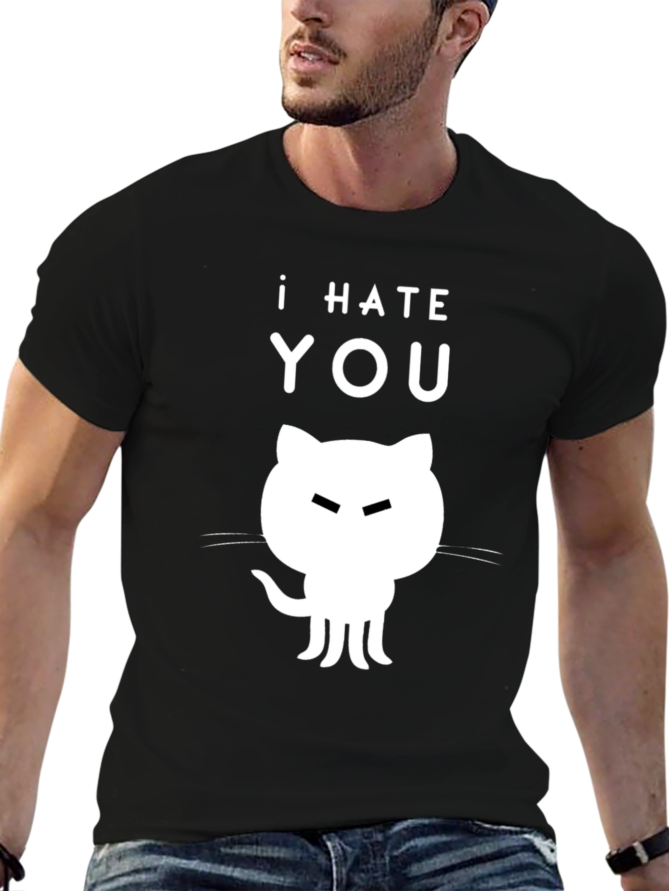 I Hate You Cat T-Shirt - Sarcastic Black Tee
