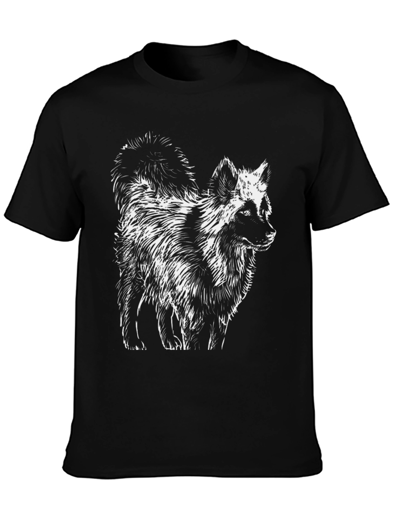Black T-Shirt with Fox Graphic