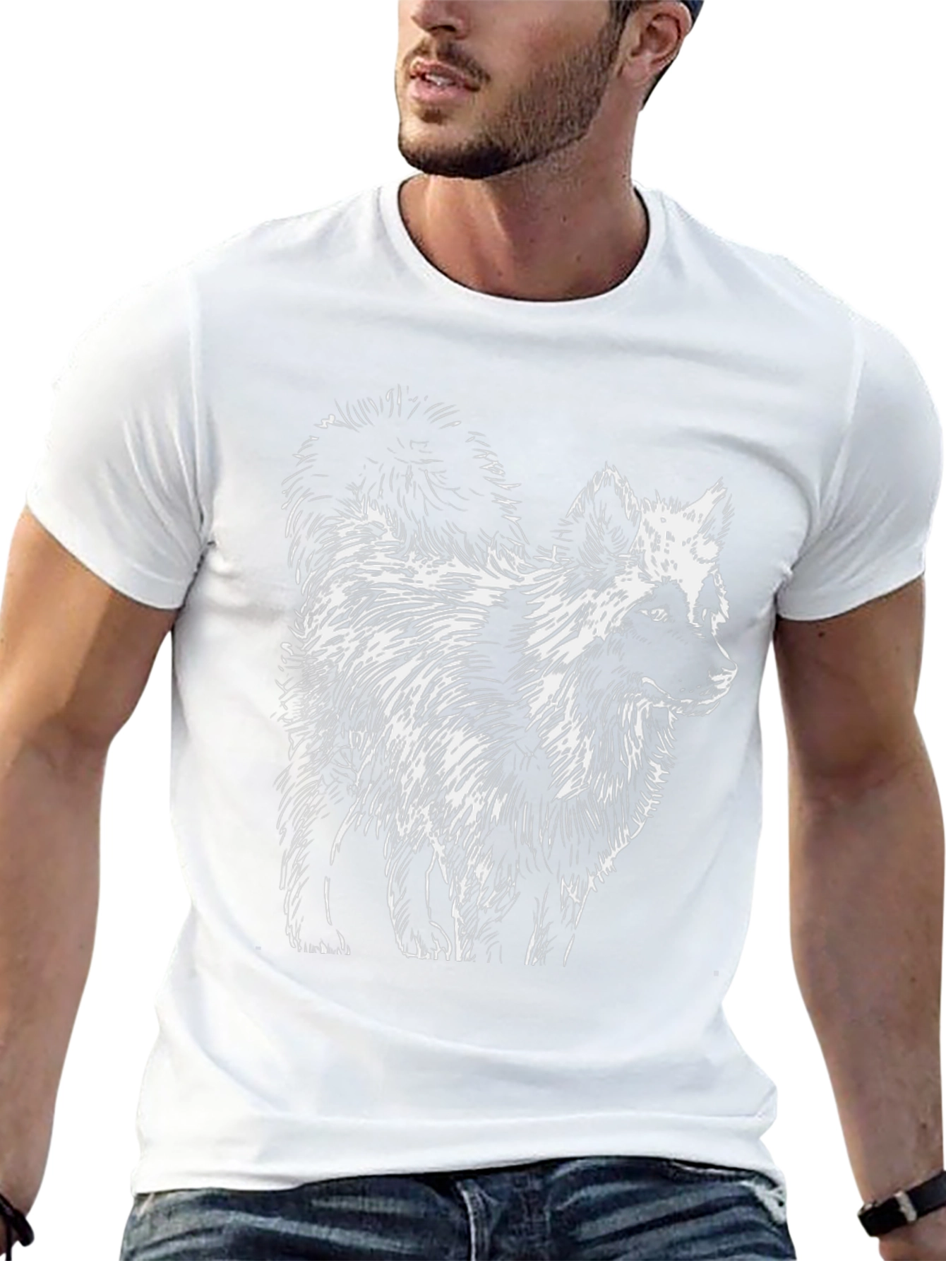 Black T-Shirt with Fox Graphic