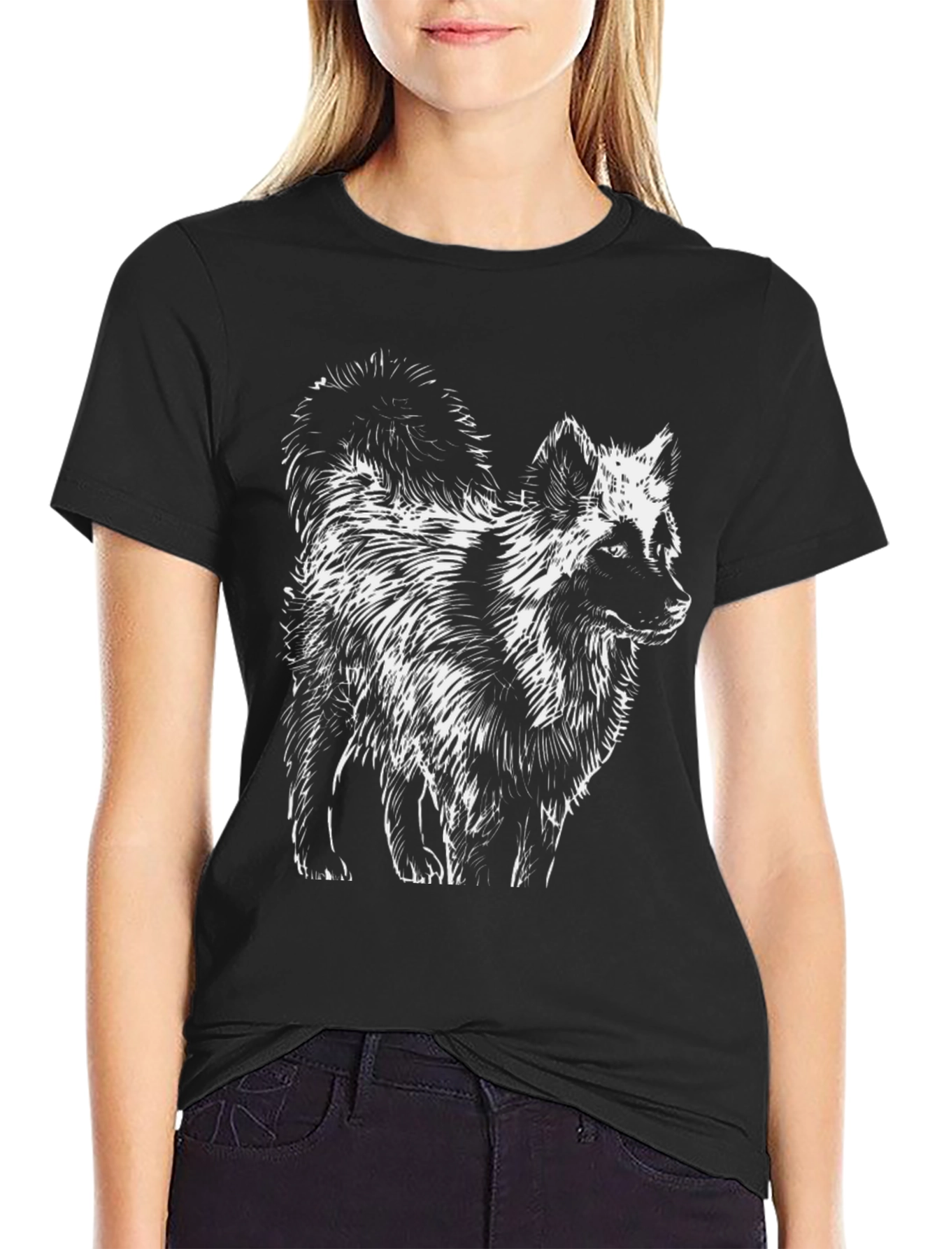 Black T-Shirt with Fox Graphic