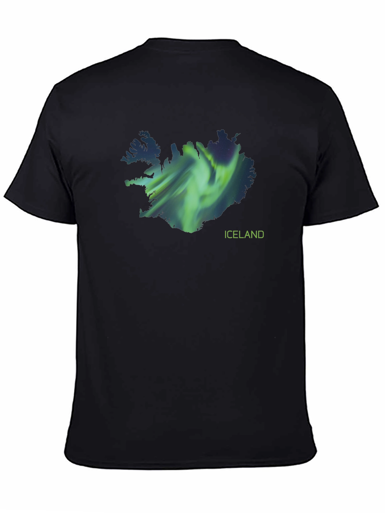 Iceland Aurora Borealis Map Black T-Shirt