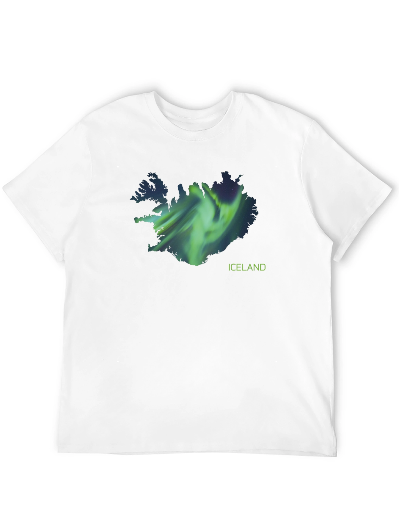 Iceland Aurora Borealis Map Black T-Shirt