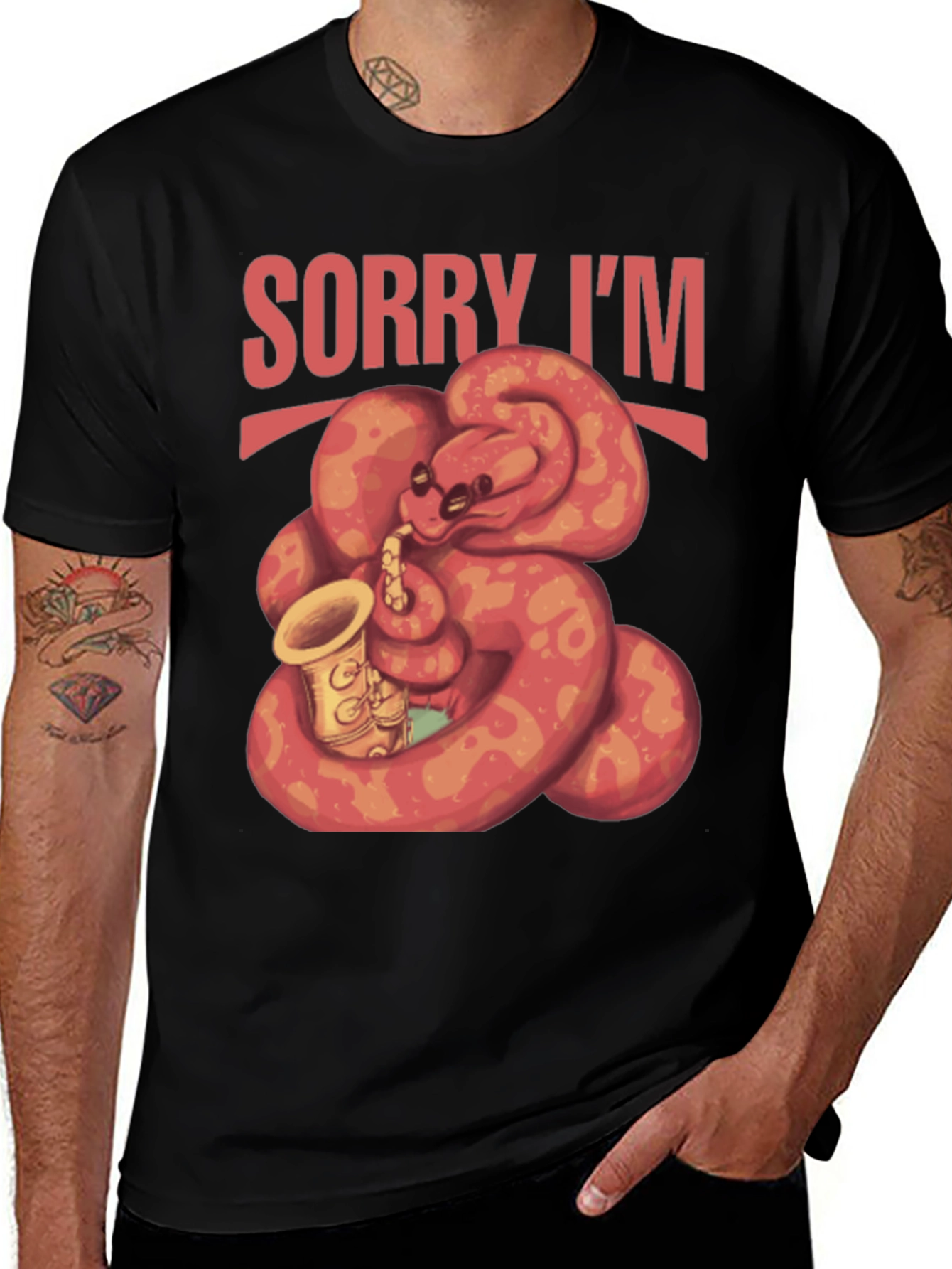 Sorry Im Late Snake Saxophone T-Shirt
