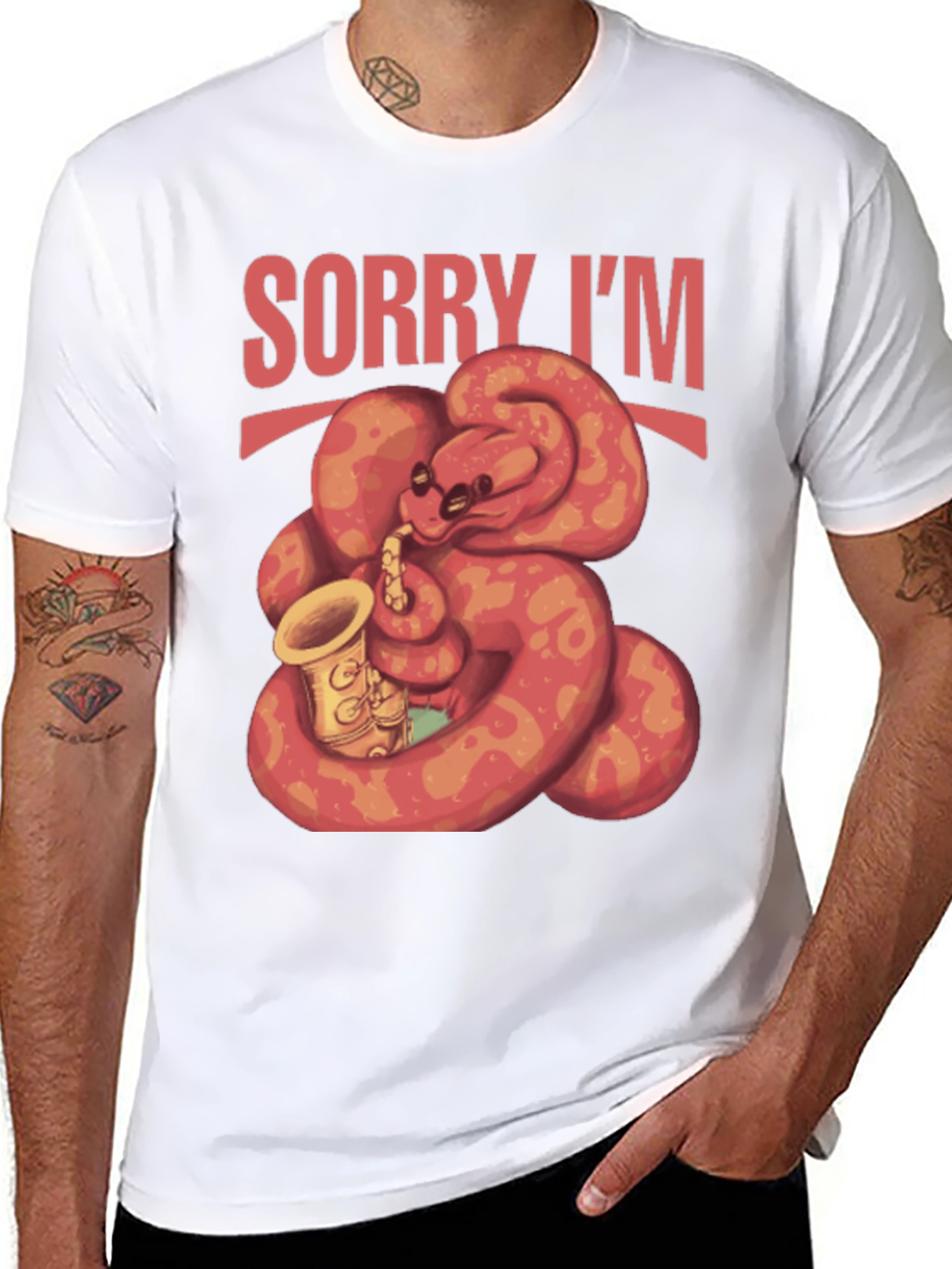 Sorry Im Late Snake Saxophone T-Shirt