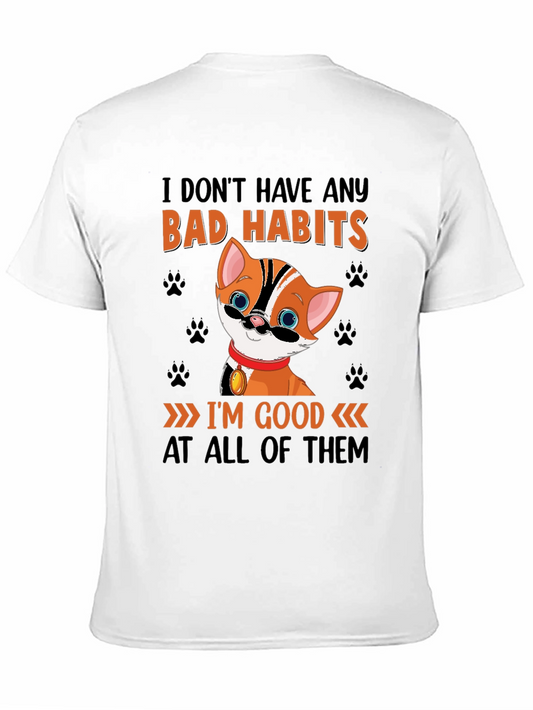 Funny Cat Bad Habits Graphic T-Shirt