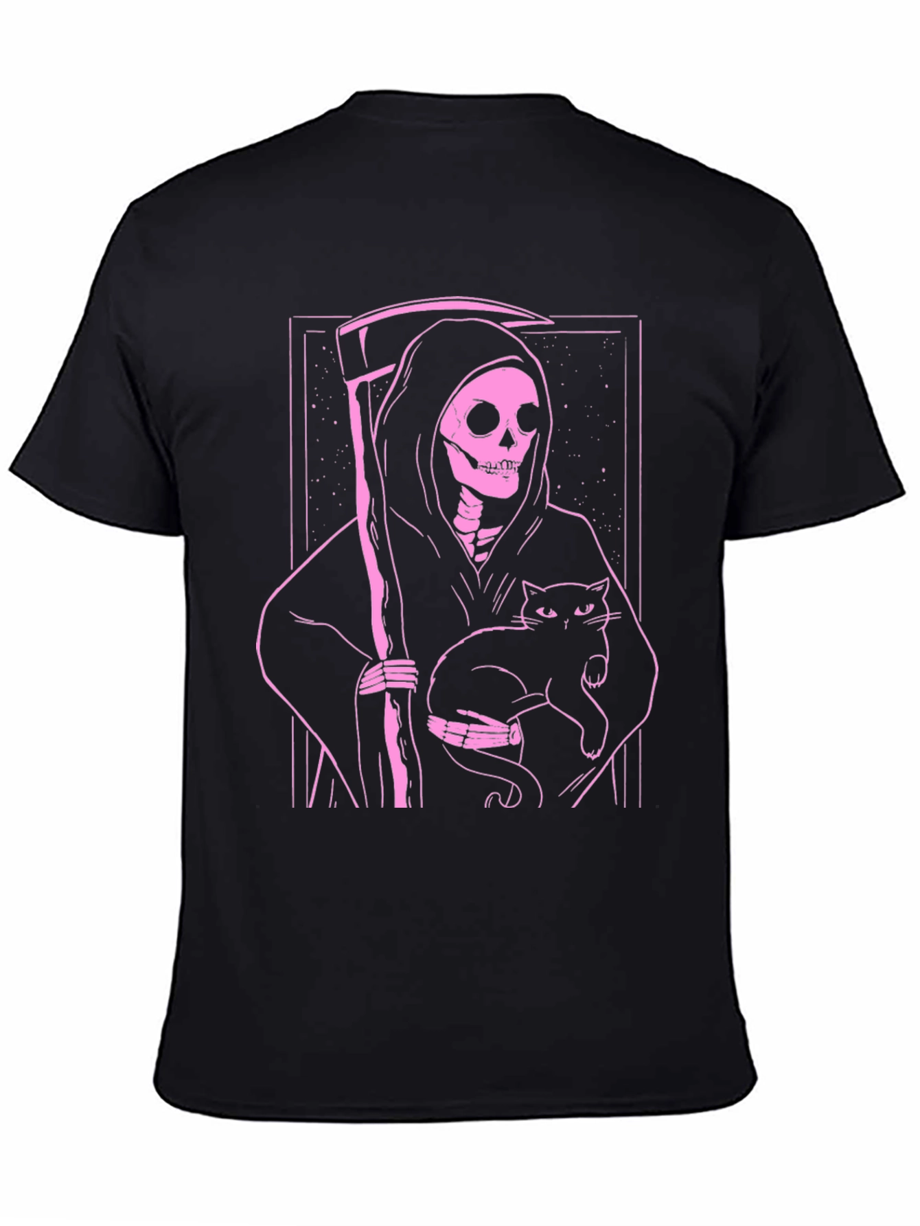 Grim Reaper Cat T-Shirt - Black Graphic Tee