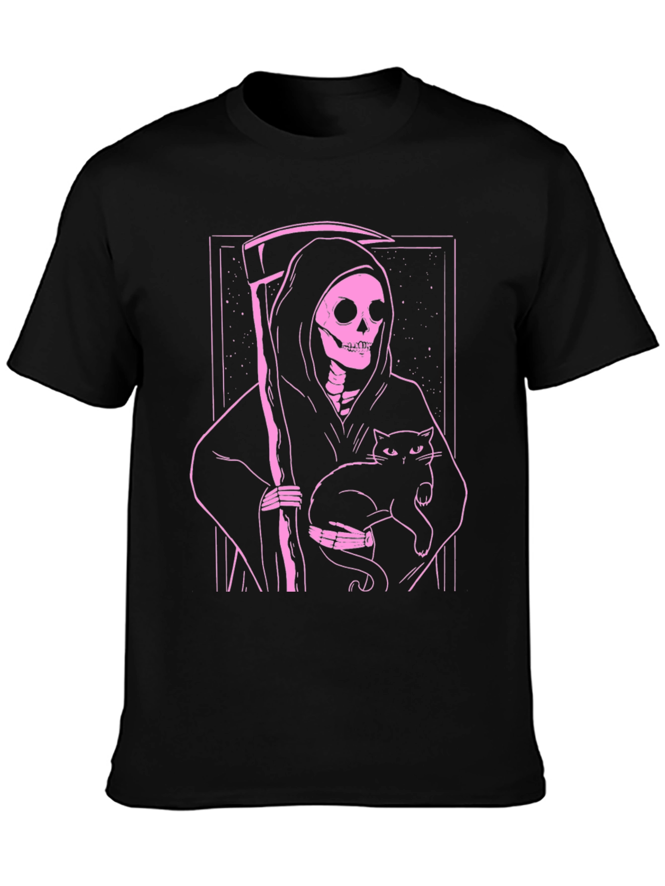 Grim Reaper Cat T-Shirt - Black Graphic Tee