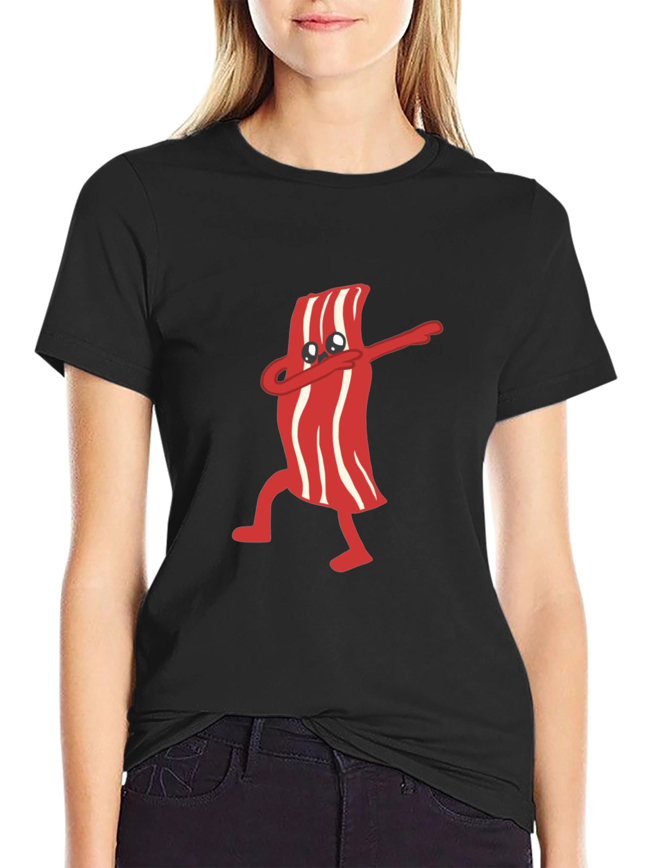 Dabbing Bacon Graphic Tee - Black T-Shirt