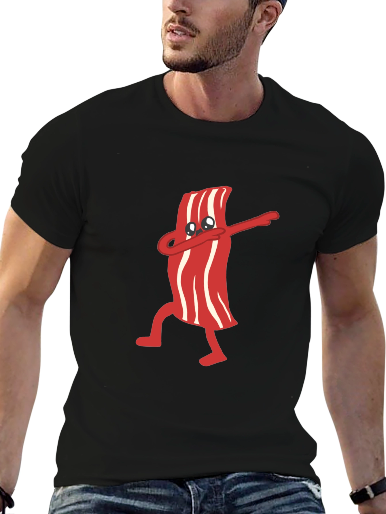 Dabbing Bacon Graphic Tee - Black T-Shirt