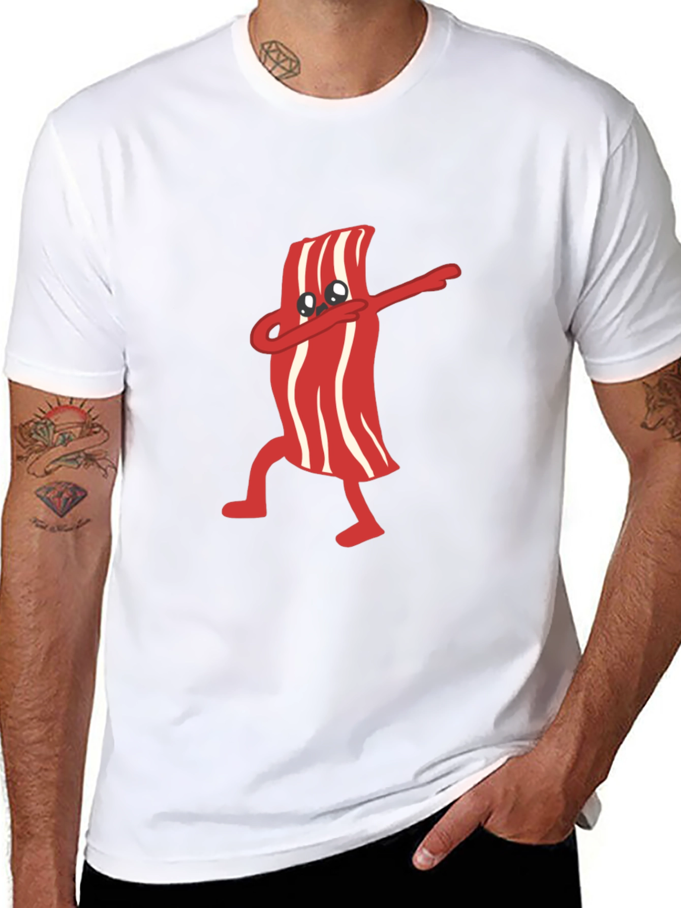 Dabbing Bacon Graphic Tee - Black T-Shirt