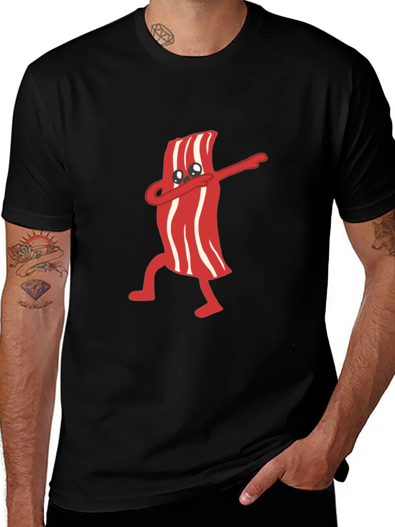 Dabbing Bacon Graphic Tee - Black T-Shirt