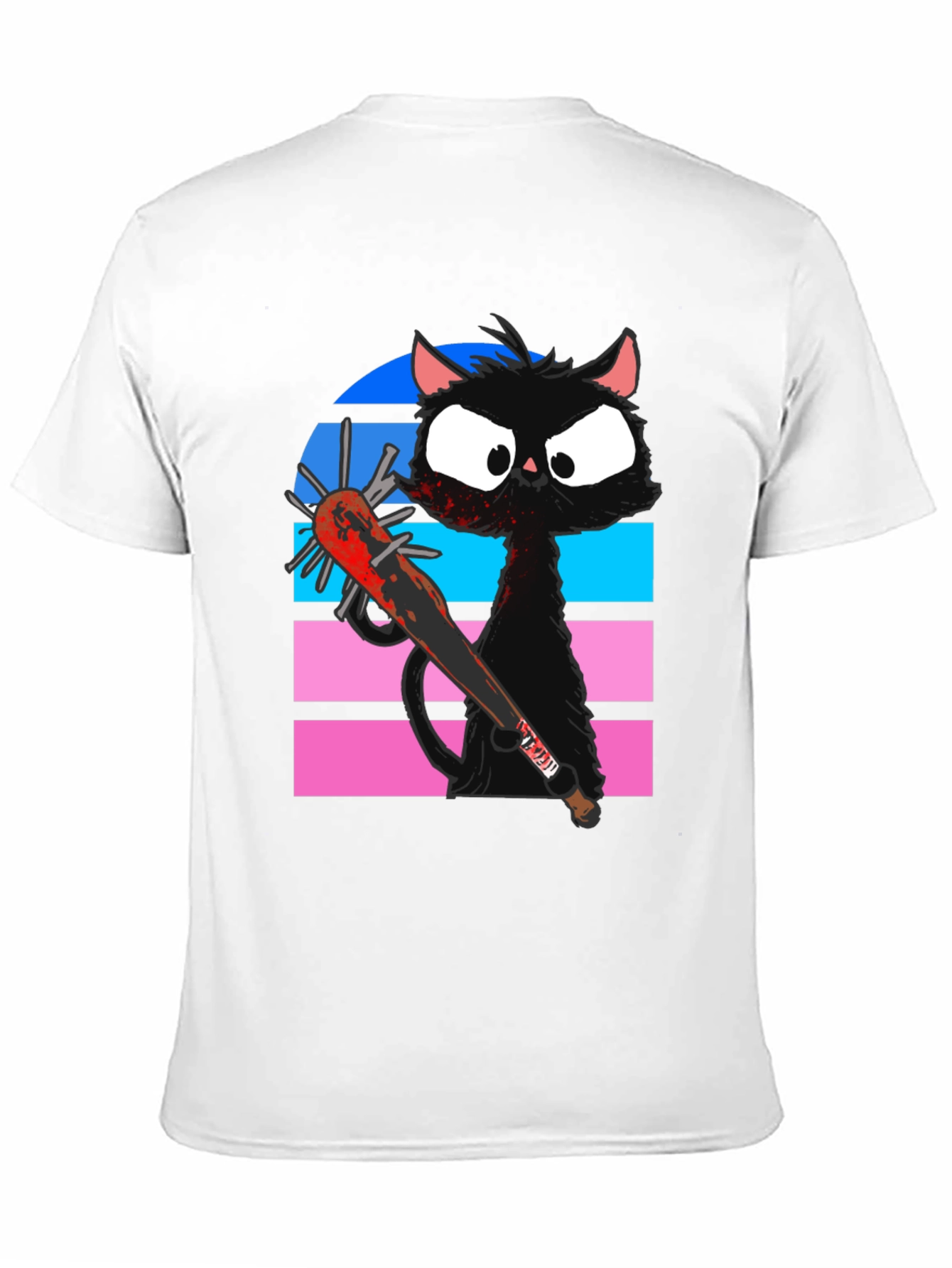 Black Cat with Spiked Bat Graphic T-Shirt
