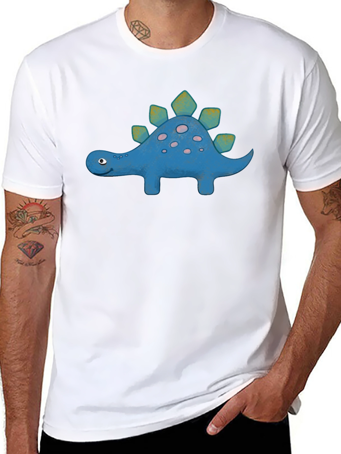 Cute Cartoon Stegosaurus Graphic T-Shirt