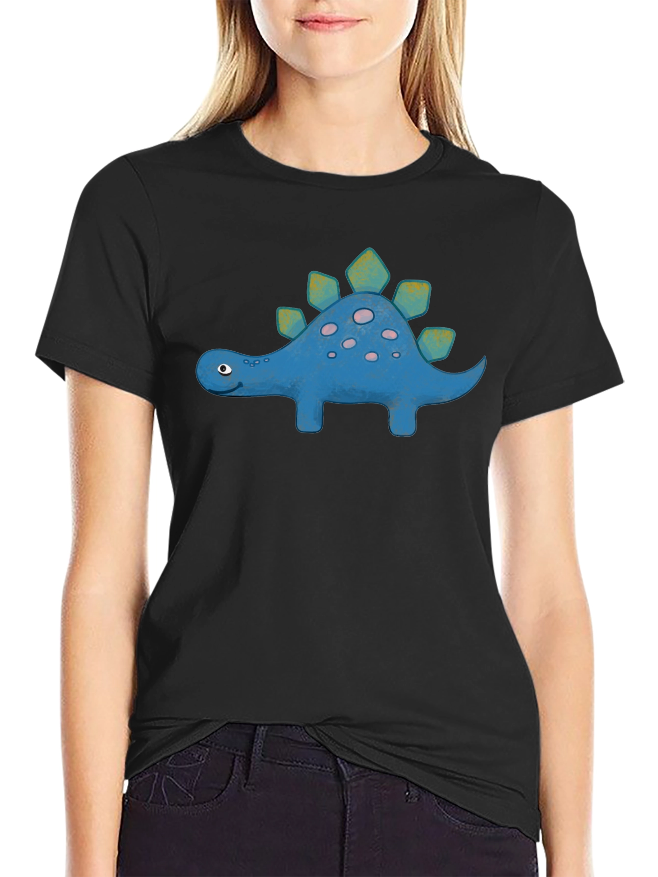 Cute Cartoon Stegosaurus Graphic T-Shirt