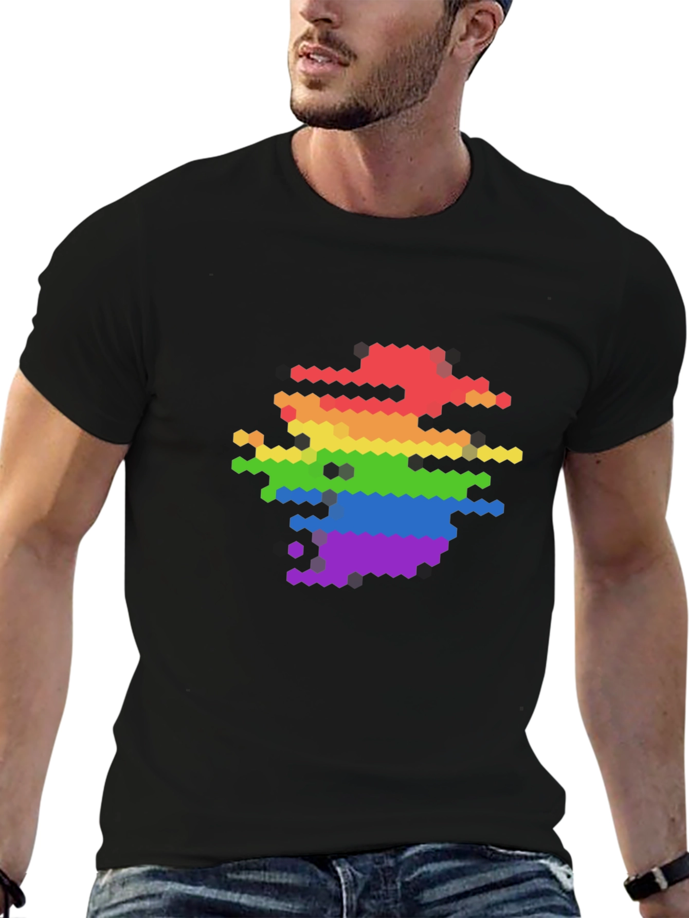 Pixel Rainbow Graphic Tee - Modern LGBTQ+ Pride Shirt