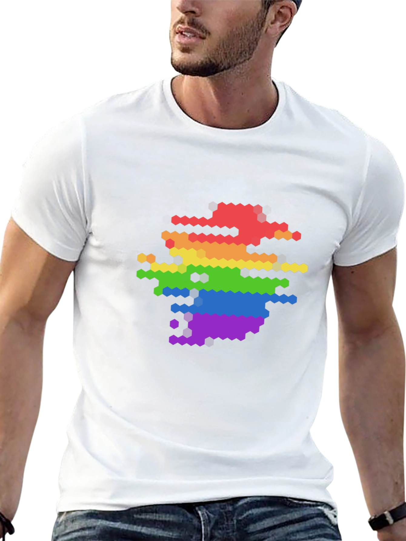 Pixel Rainbow Graphic Tee - Modern LGBTQ+ Pride Shirt