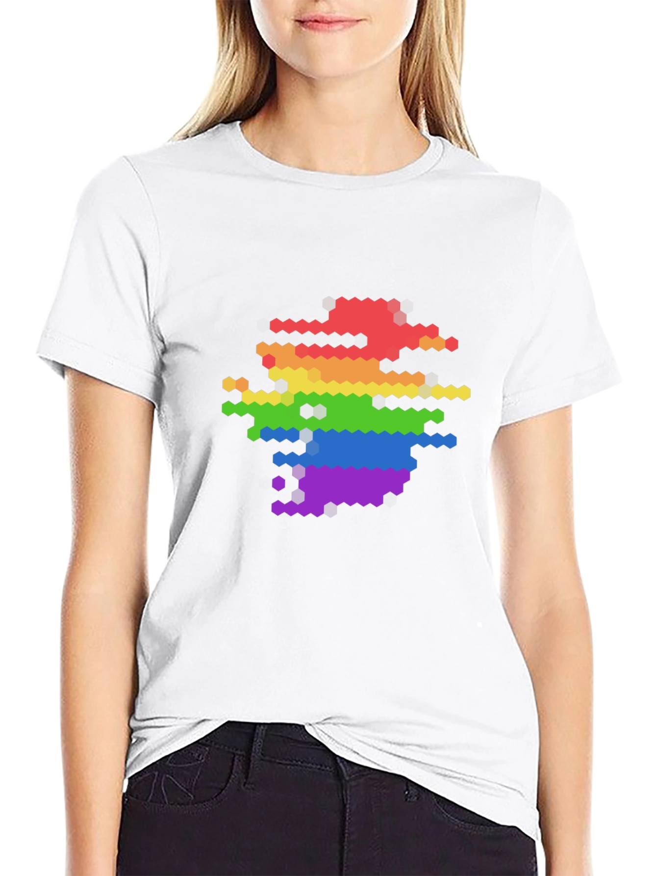 Pixel Rainbow Graphic Tee - Modern LGBTQ+ Pride Shirt