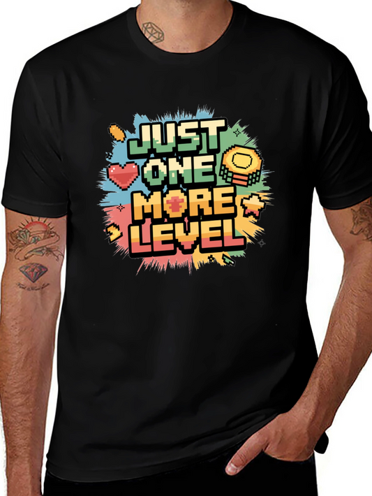 Just One More Level Pixel Gamer Black T-Shirt