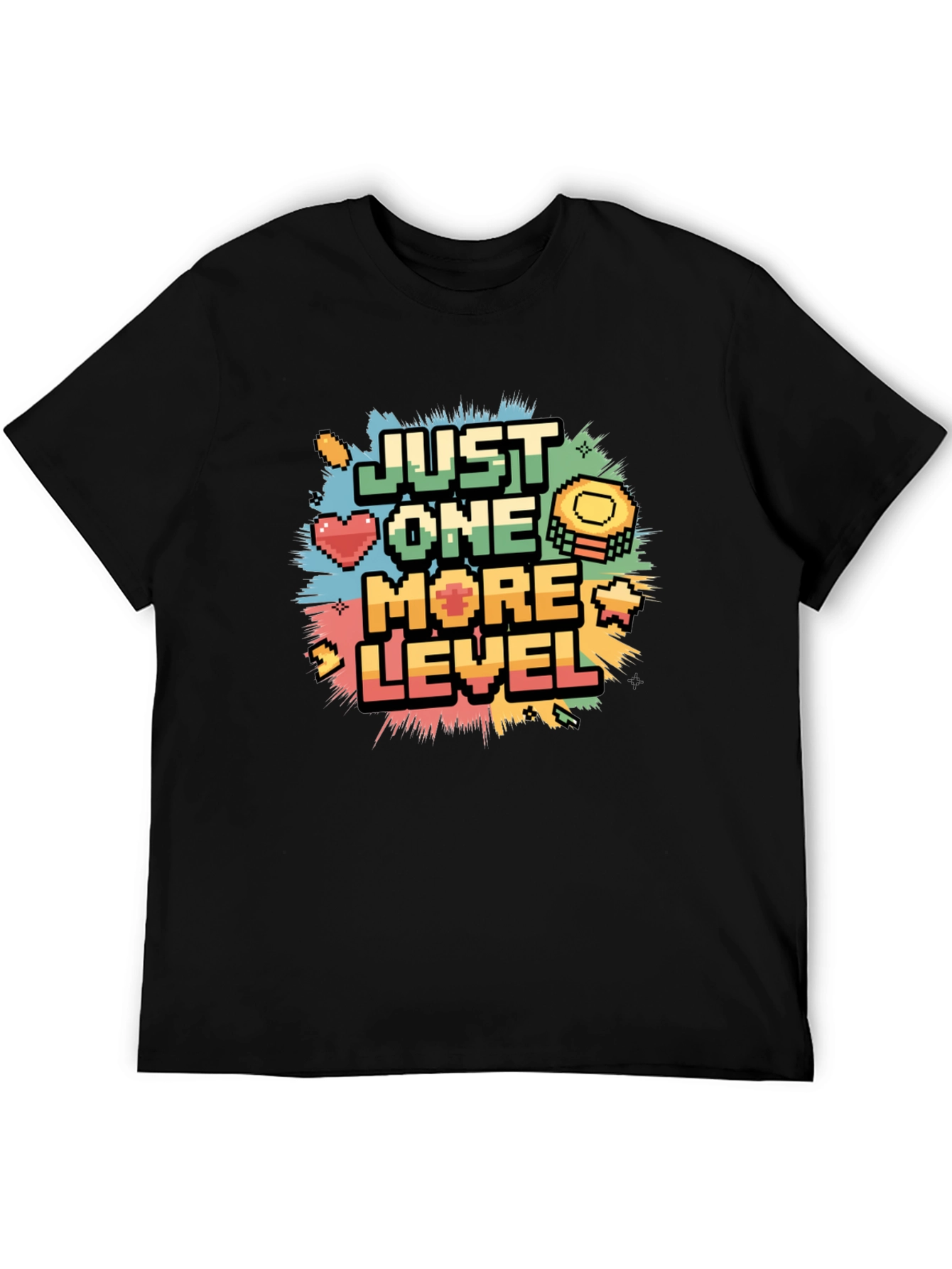 Just One More Level Pixel Gamer Black T-Shirt