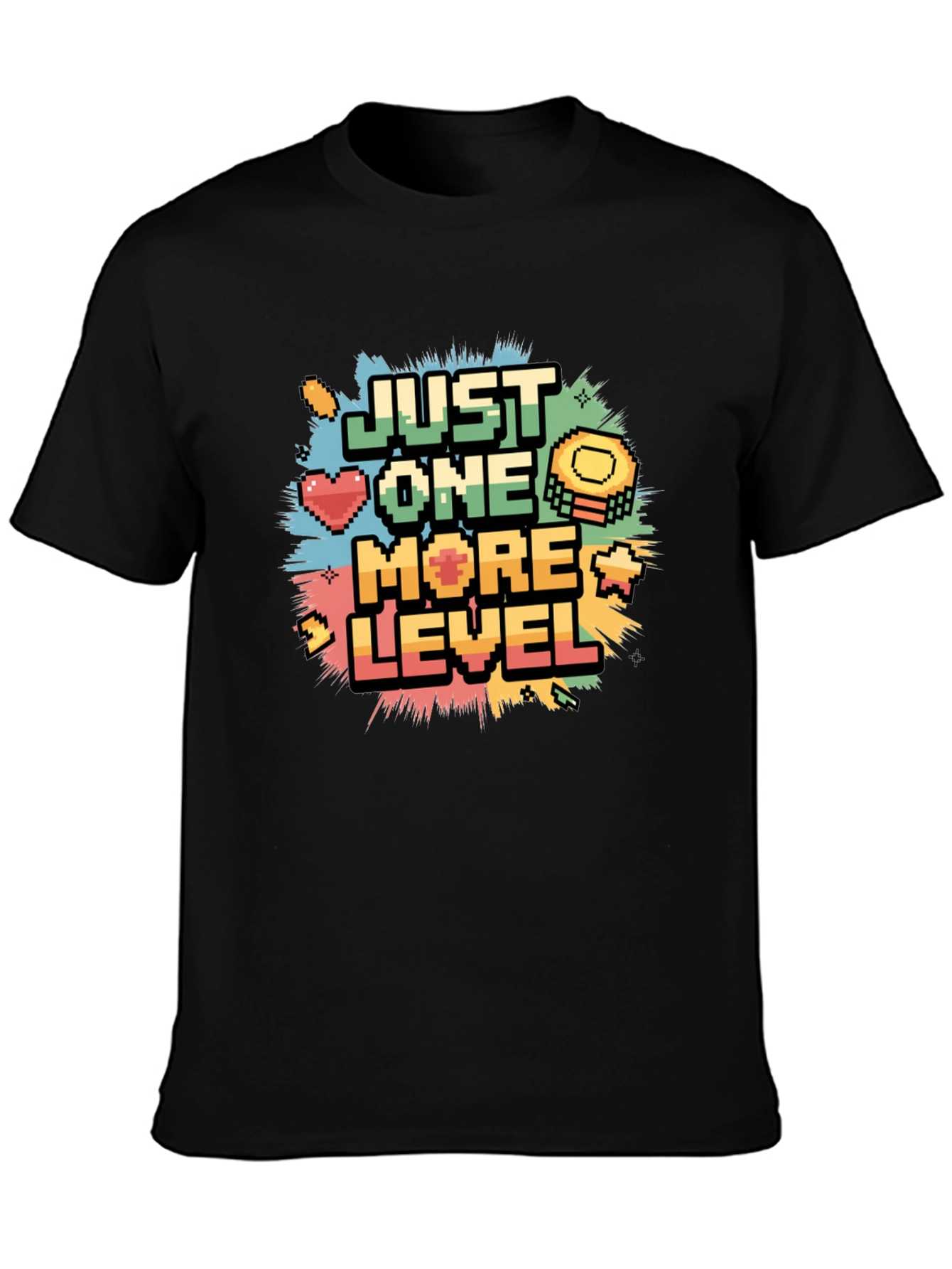Just One More Level Pixel Gamer Black T-Shirt