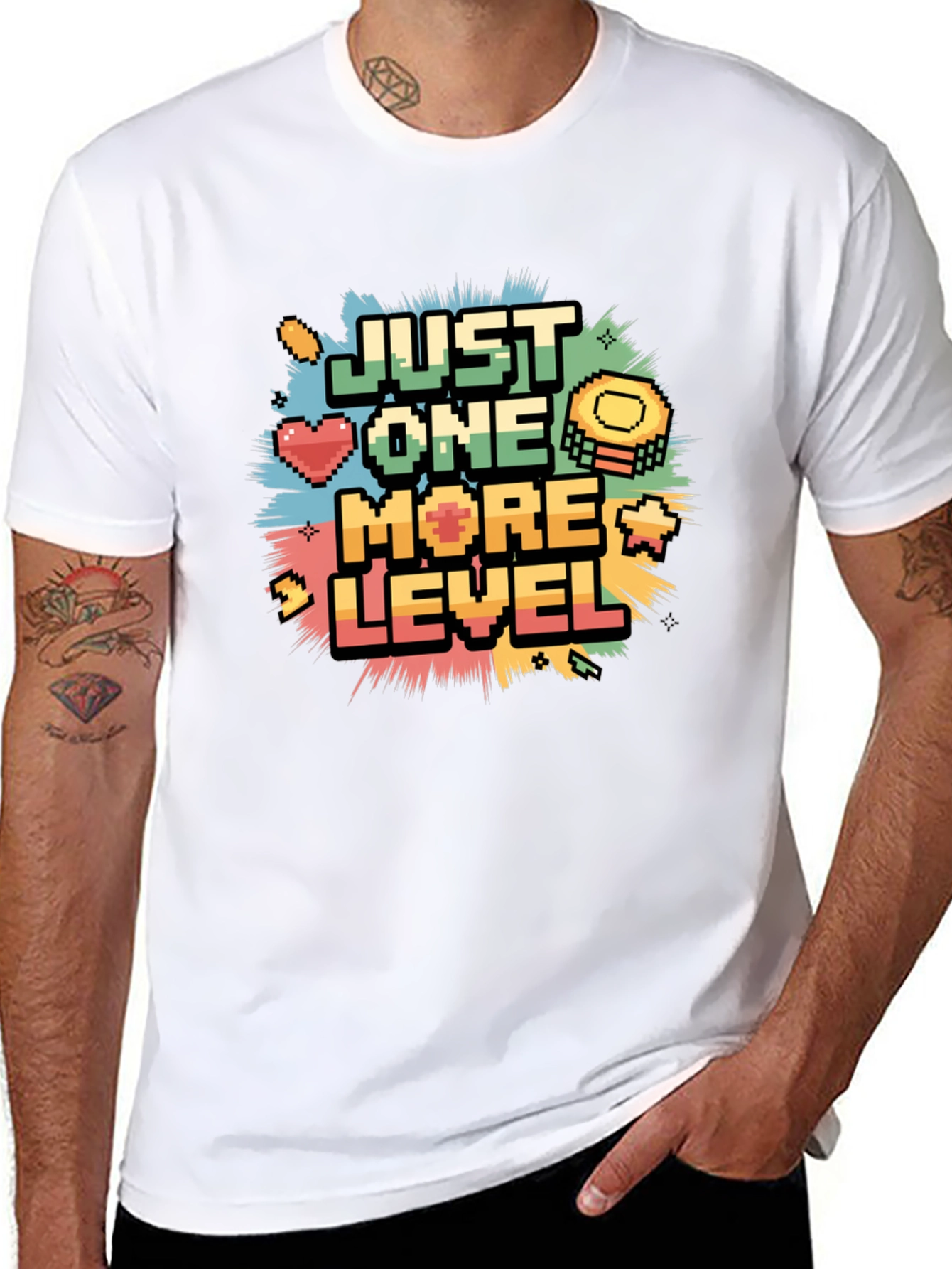 Just One More Level Pixel Gamer Black T-Shirt