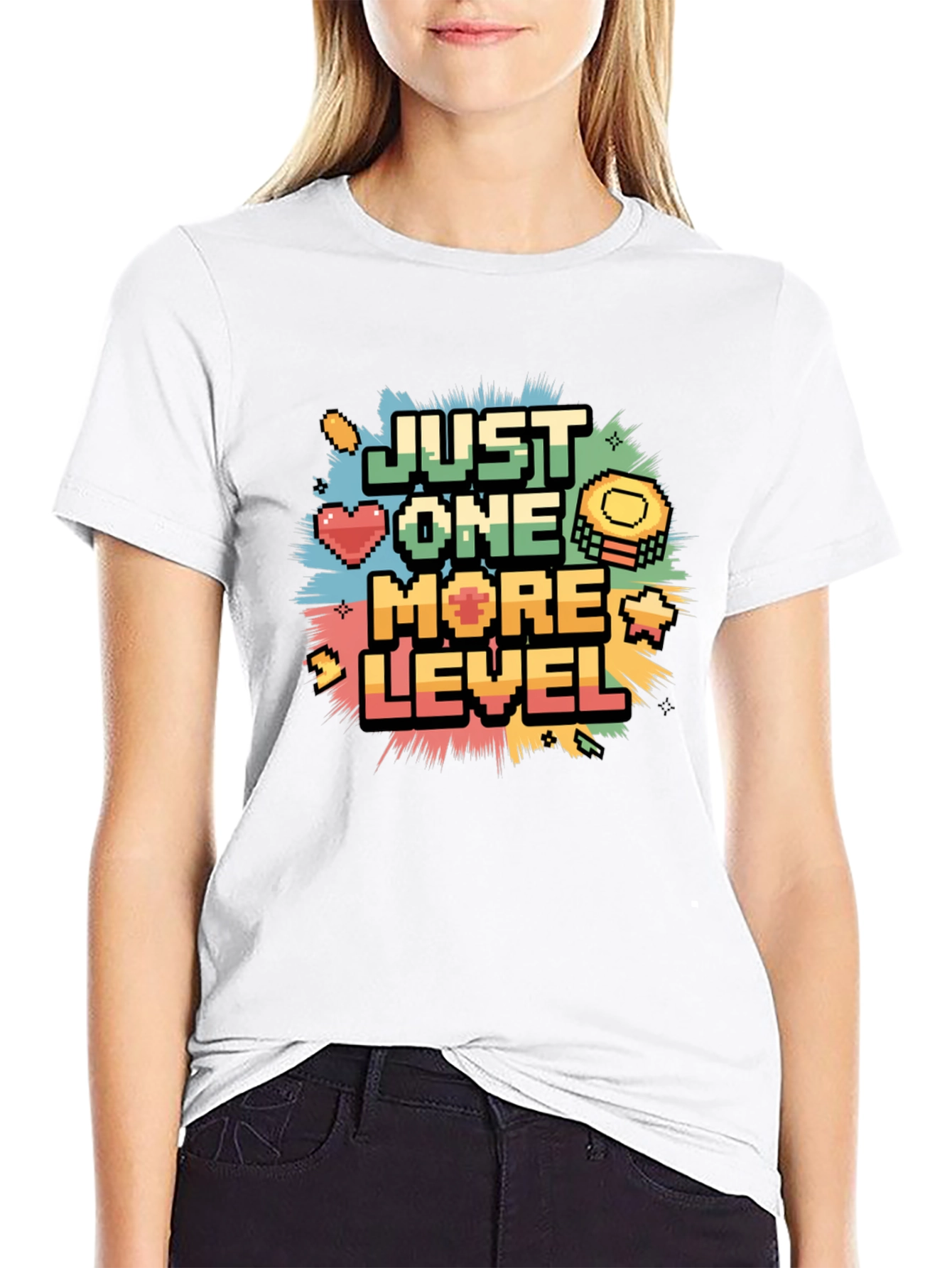 Just One More Level Pixel Gamer Black T-Shirt