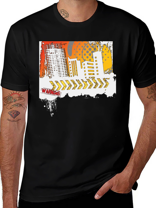 Urban Warning Graphic T-Shirt - Modern Streetwear Tee