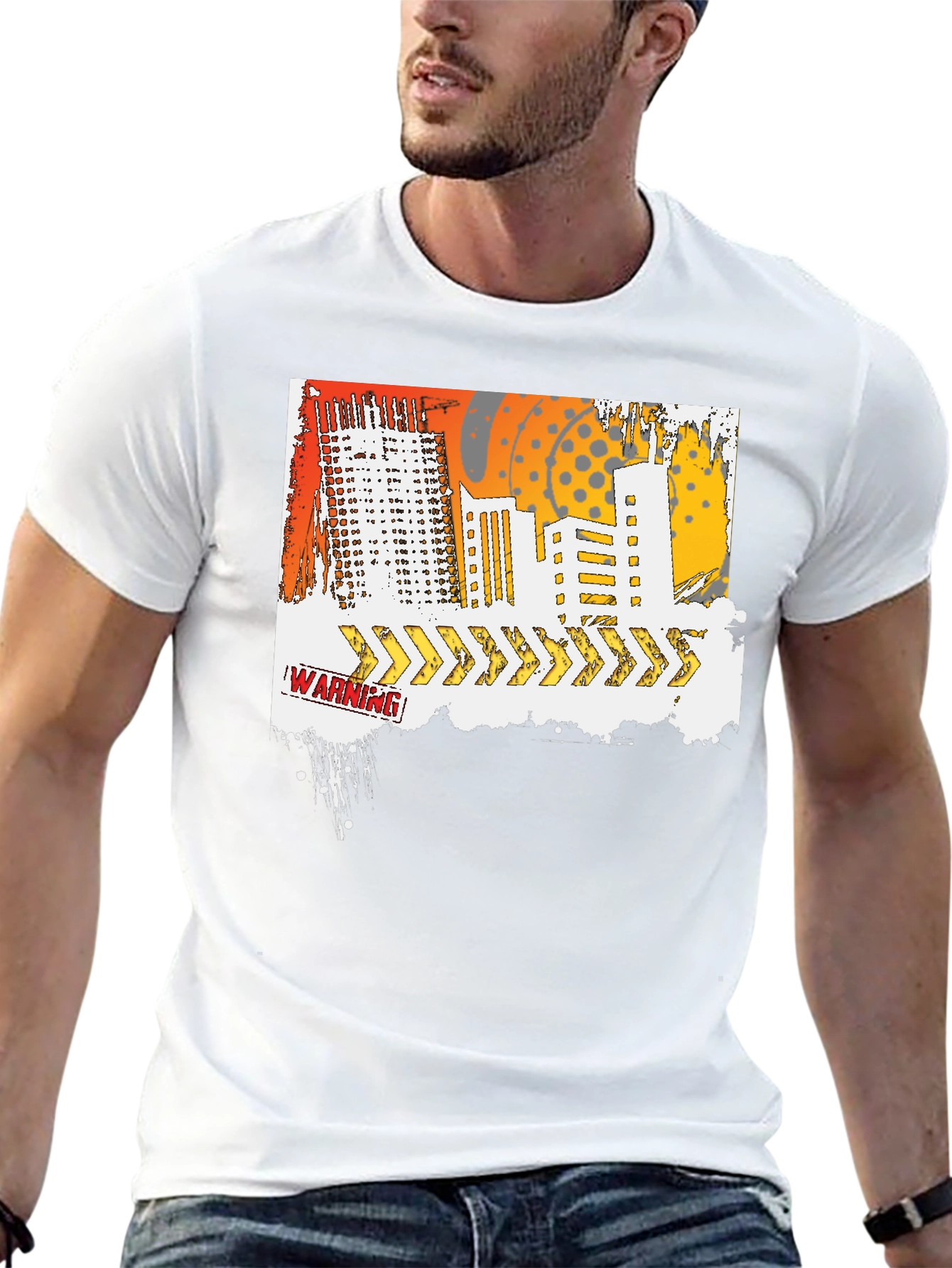 Urban Warning Graphic T-Shirt - Modern Streetwear Tee