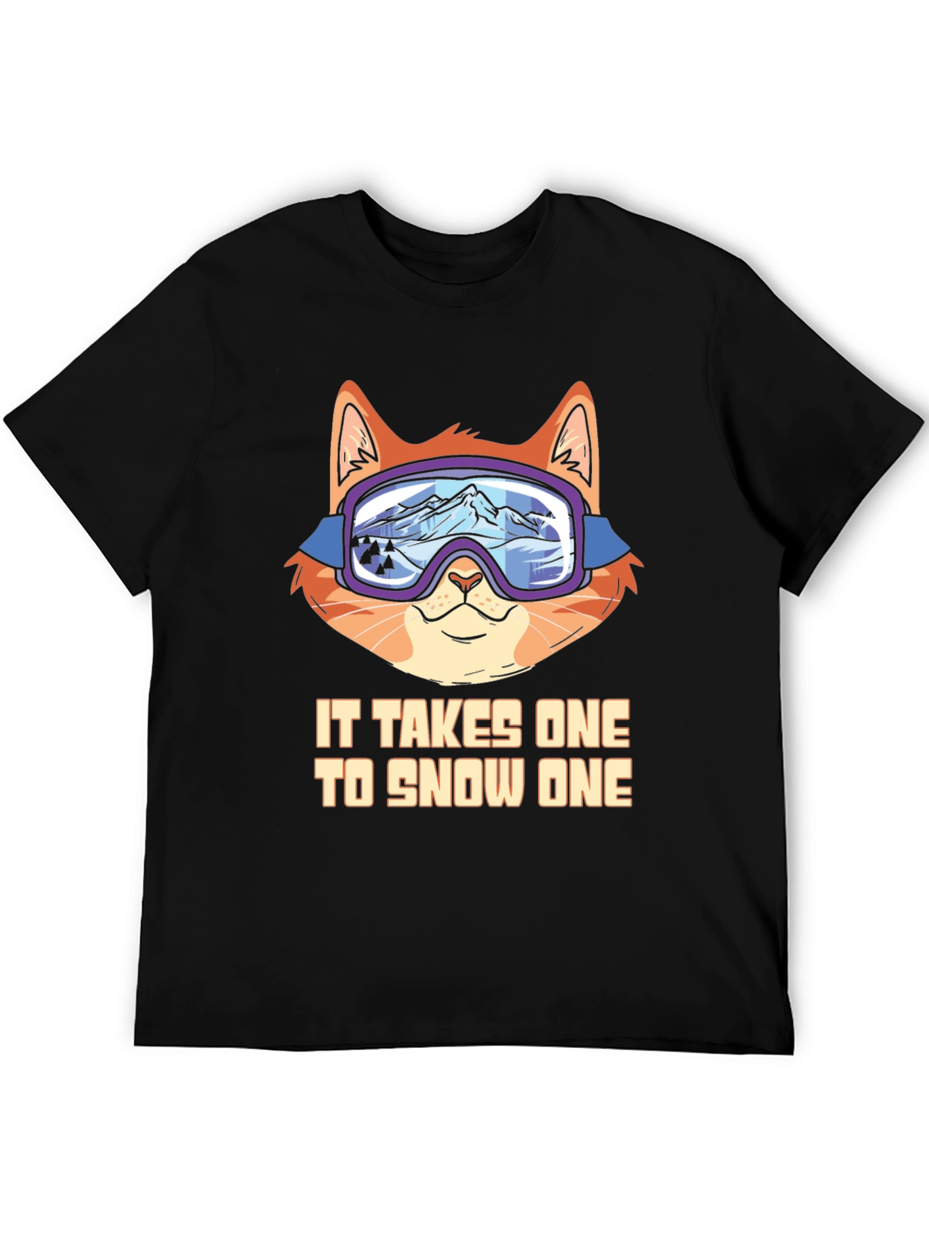 Funny Cat Skiing T-Shirt - Snow One
