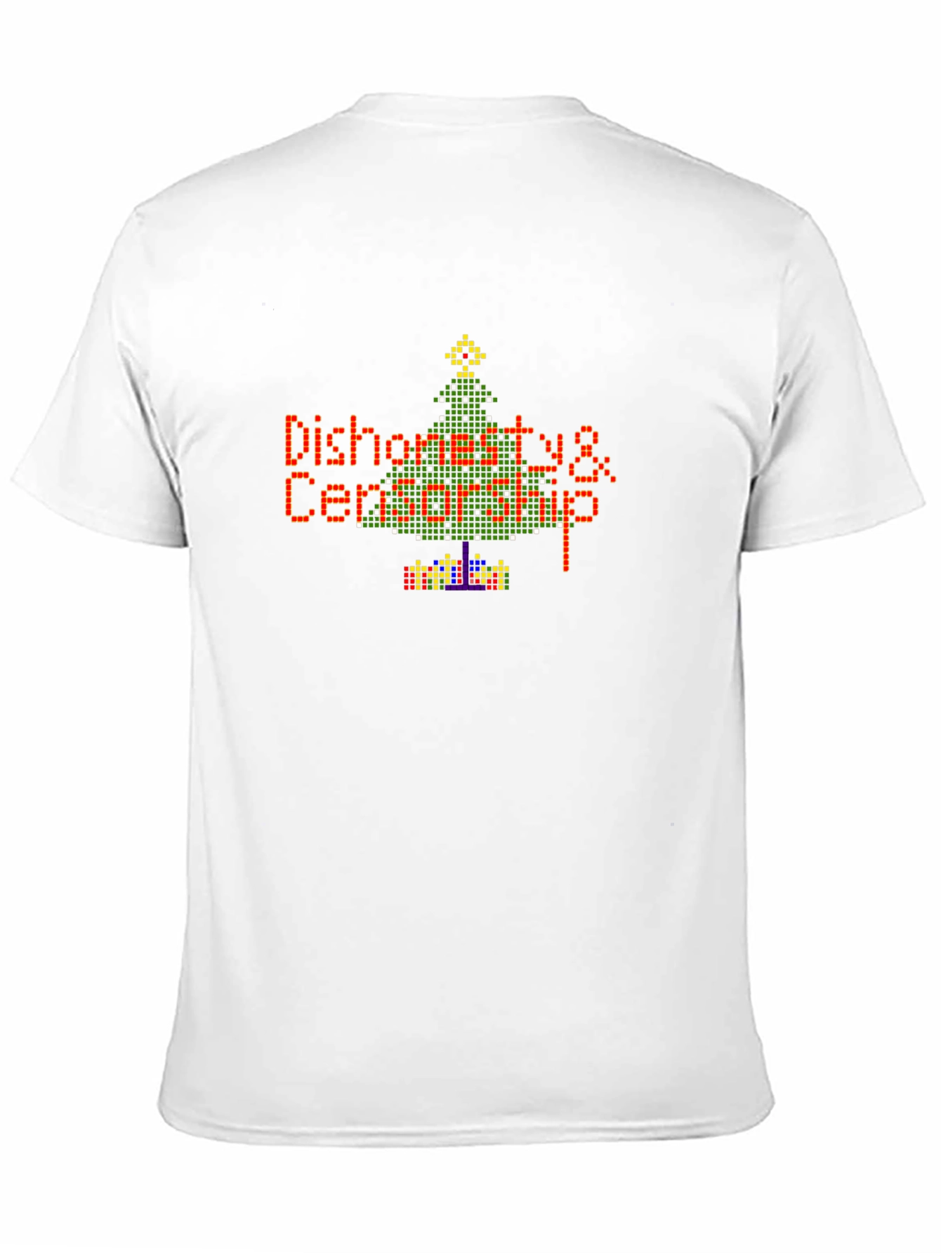 Pixel Art Dishonesty Christmas Tree Black Tee
