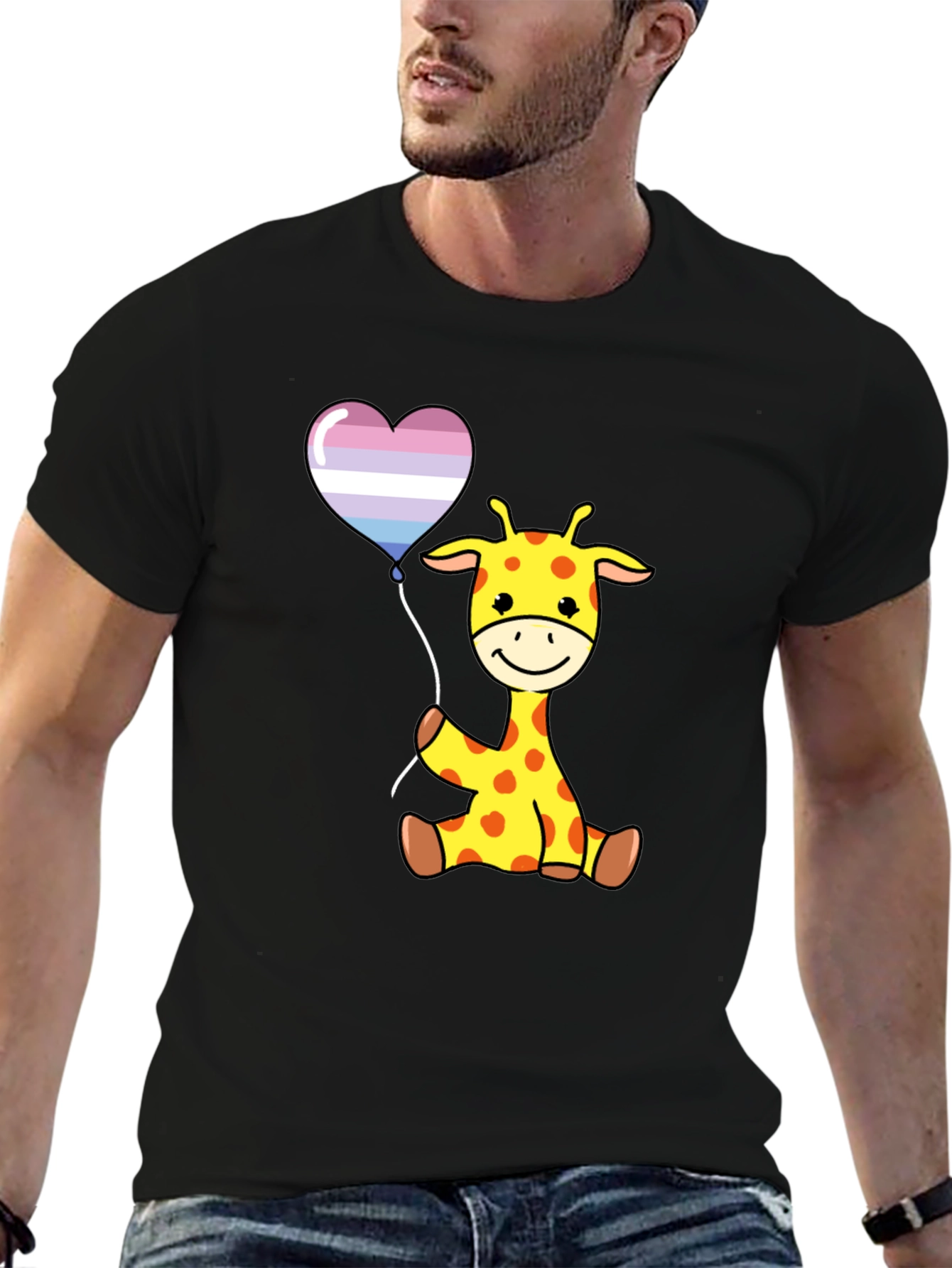 Giraffe Balloon Graphic Tee - Soft Cotton Comfort