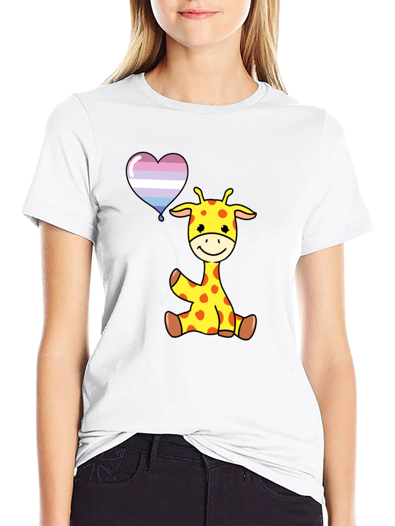 Giraffe Balloon Graphic Tee - Soft Cotton Comfort