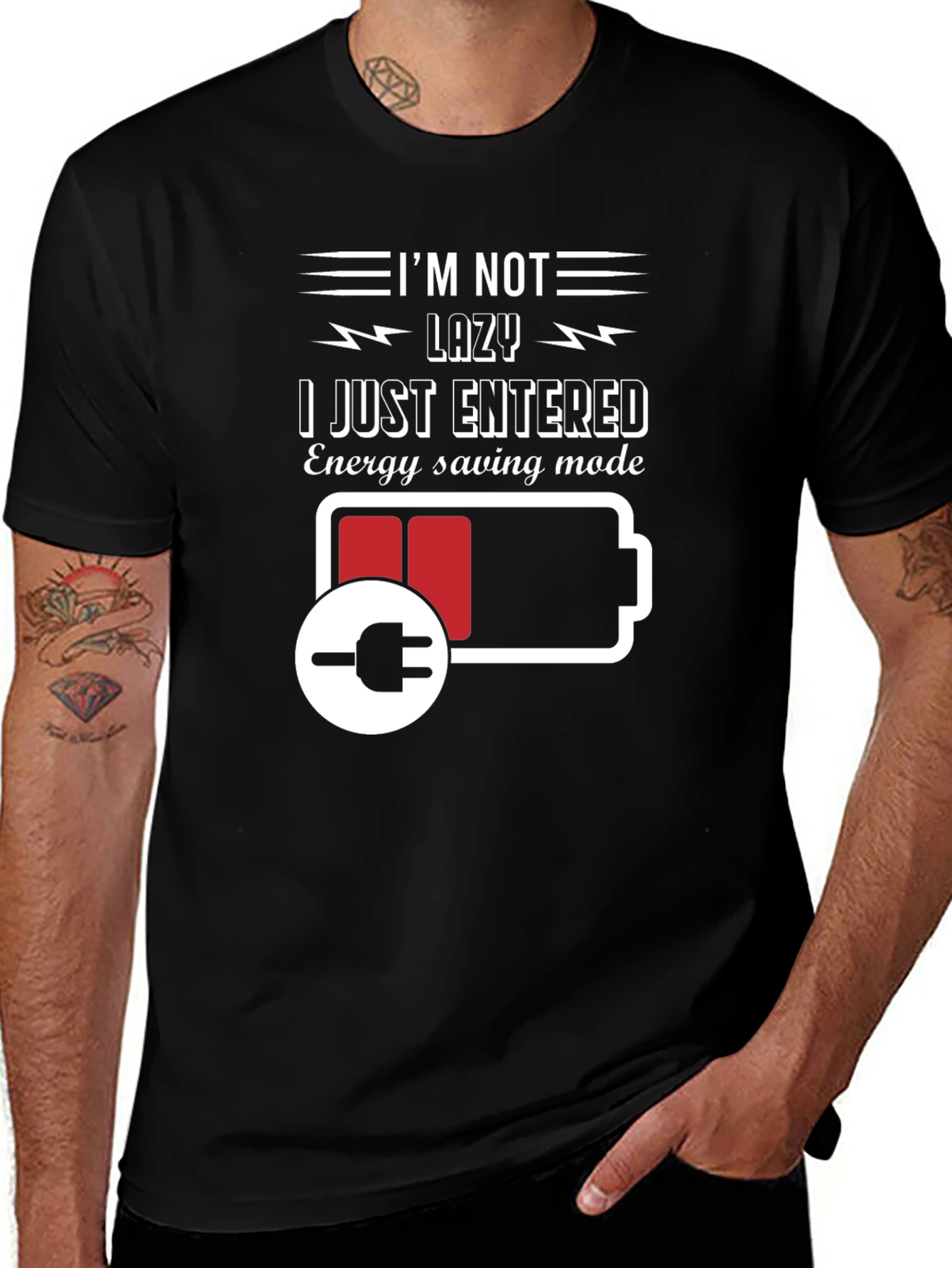 Im Not Lazy Energy Saving Mode Black T-Shirt