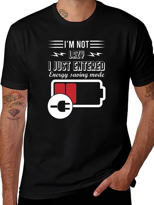 Im Not Lazy Energy Saving Mode Black T-Shirt