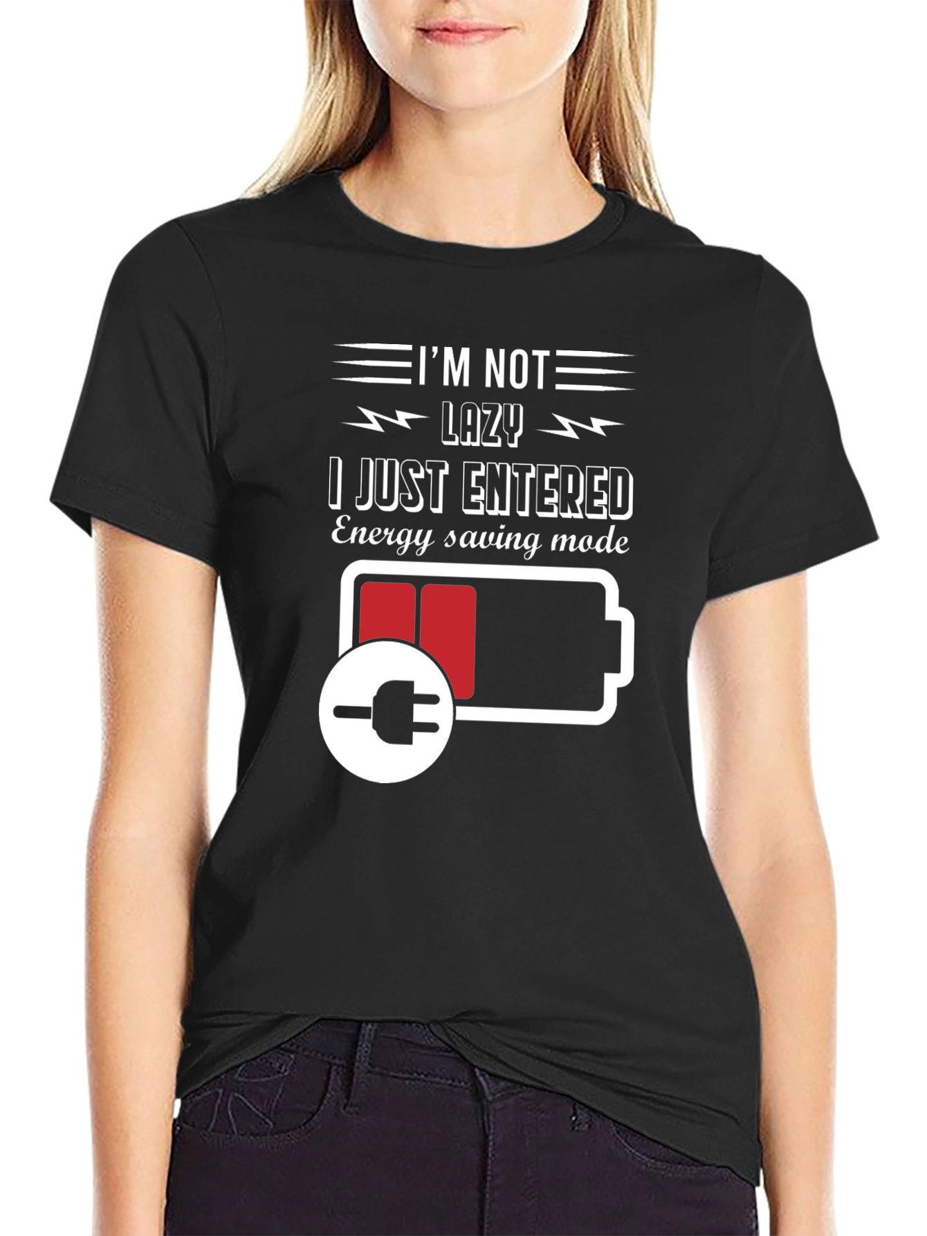 Im Not Lazy Energy Saving Mode Black T-Shirt